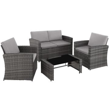 tectake Wicker lounge Lucca - grijs/lichtgrijs, Verzenden, Nieuw
