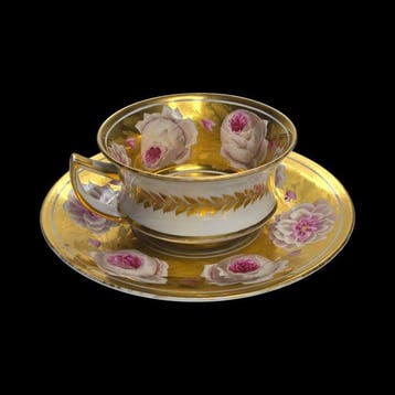 Porcelaine de Paris - A Fine Rose Painted Biedermeier Cup &
