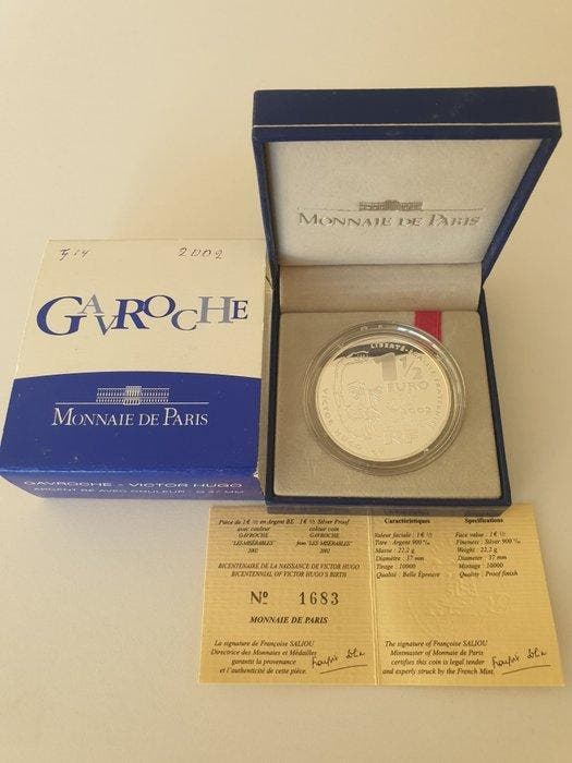 Frankrijk. 1 1/2 Euro 2002 Gavroche Proof (Zonder, Timbres & Monnaies, Monnaies | Europe | Monnaies non-euro