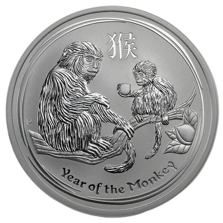 Zilveren Lunar munt Year of the Monkey 2016 5 troy ounce, Timbres & Monnaies, Métaux nobles & Lingots