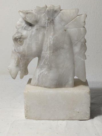 sculptuur, Testa di cavallo - 18 cm - Albast