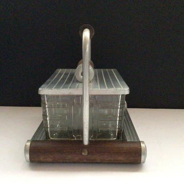 Koektrommel - Metaal, hout, spiegel en glas - bonbonnière, Antiek en Kunst