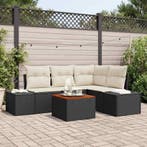vidaXL Tuinbank Set met kussen 5 pcs Zwart poly rattan, Verzenden, Nieuw