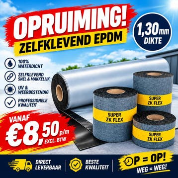 ZELFKLEVENDE EPDM 1,30 MM – v.a. € 8,50 m, Ophalen, Overige materialen, Zwart, Nieuw