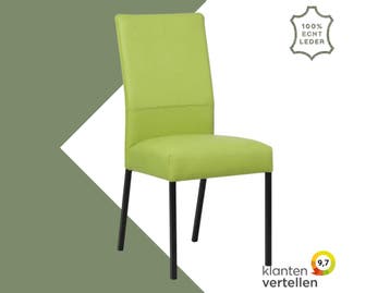 Leren eetkamerstoel Real - Toledo Lime (felgroen) - Poten, Huis en Inrichting, Stoelen, Overige kleuren, Nieuw, Ophalen of Verzenden