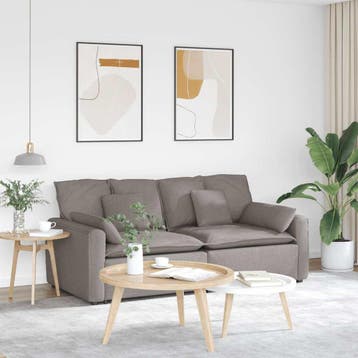 vidaXL Modulaire bank met kussens taupe, Maison & Meubles, Canapés | Repose-pieds & Poufs, Verzenden