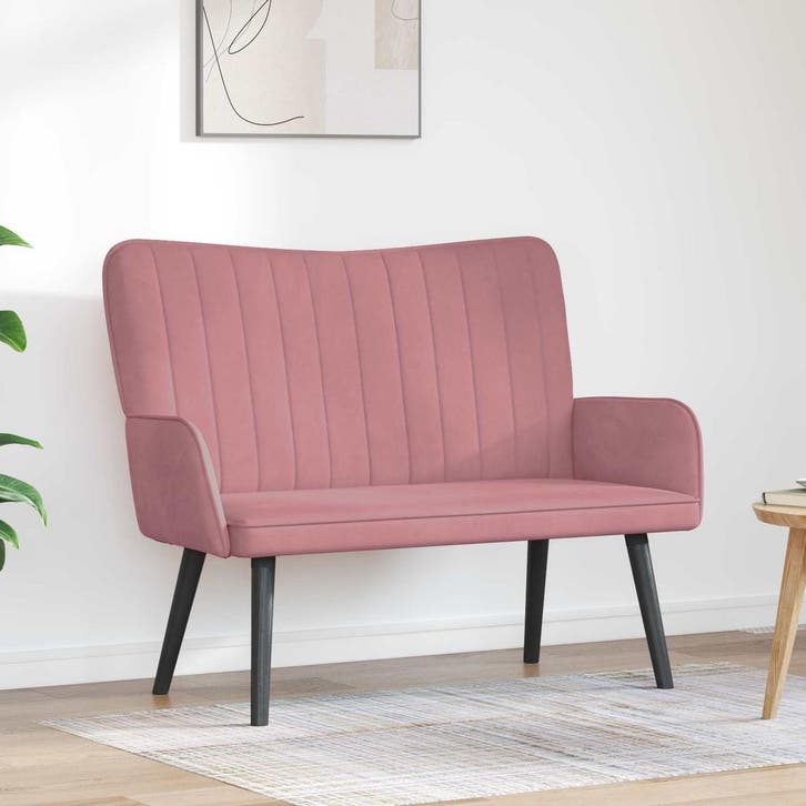 vidaXL Tweedelige Sofa Roze 115 x 61 x 87 cm Fluweel, Maison & Meubles, Canapés | Salons, Envoi
