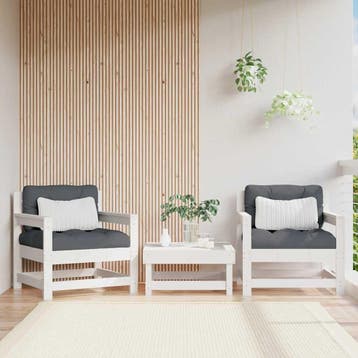 vidaXL Tuinstoelen met kussens 2 st massief grenenhout wit, Verzenden