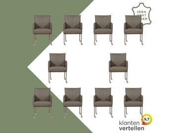 Set van 10 Leren eetkamerstoelen Desire - Toledo Smog, Ophalen of Verzenden, Nieuw, Leer, Eén