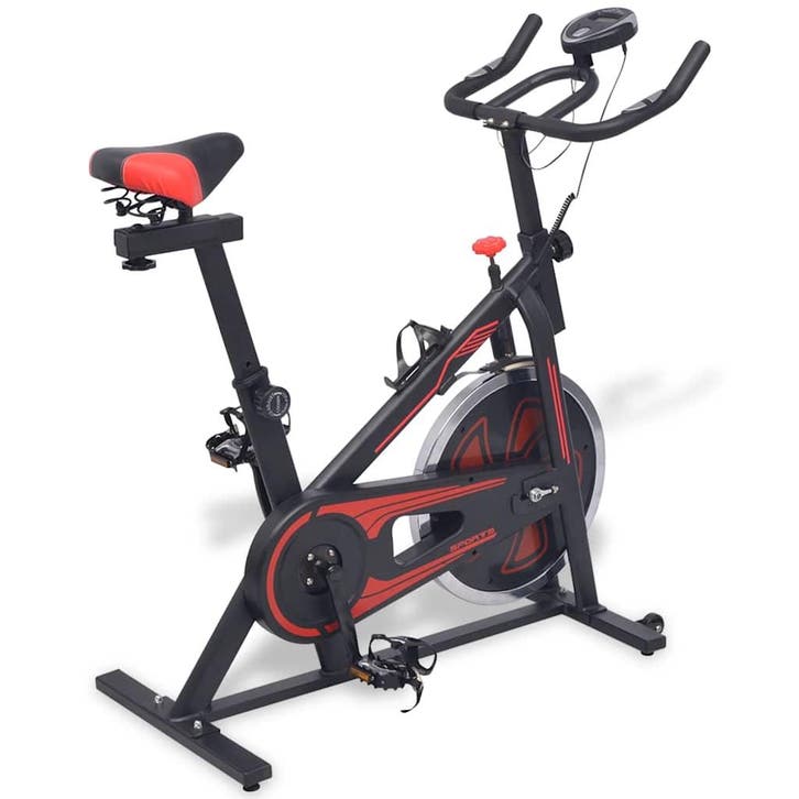 vidaXL Hometrainer met hartslagsensoren zwart en rood, Sports & Fitness, Appareils de fitness, Envoi
