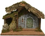 Kerststal MDF met schors en mos 32x17x27 cm per stuk, Nieuw
