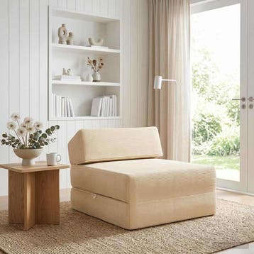 vidaXL Vouwbare Sofa Bed Crèmekleurig 60 x 70 x 41 cm Stof, Verzenden, Nieuw
