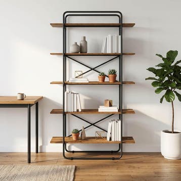 vidaXL Boekenplank 5-laags 100 x 35 x 175,5 cm PB Eikenhout, Huis en Inrichting, Verzenden, Nieuw