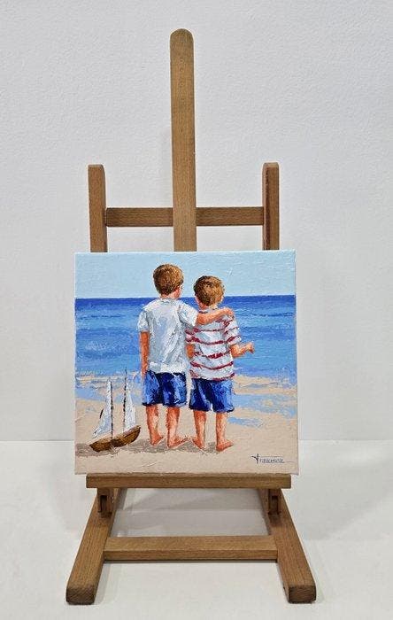Francesca Escobar (1972) - Brothers, Antiquités & Art, Art | Peinture | Classique