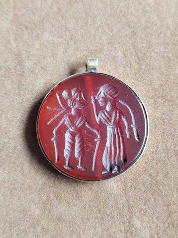 Metaal Hanger - Karneool intaglio-hanger (Zonder