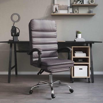 vidaXL Massage Relaxfauteuil voor op kantoor grijs kunstleer, Verzenden, Nieuw