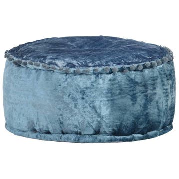 vidaXL Poef rond 40x20 cm fluweel blauw, Verzenden, Nieuw