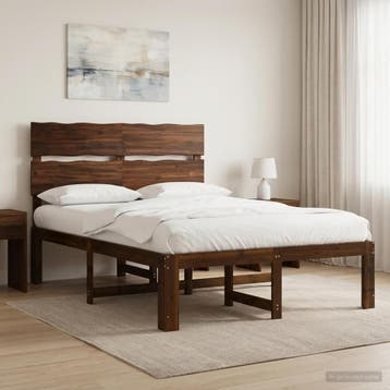 vidaXL Tweepersoonsbed met hoofdbord ROSTOCK Donkerbruin 120, Huis en Inrichting, Slaapkamer | Bedden, Verzenden, Nieuw