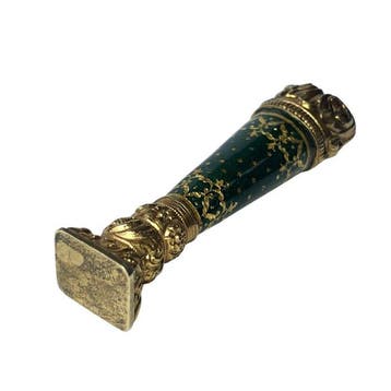Antique French 19th-Century Gilded Bronze & Enamel Wax Seal