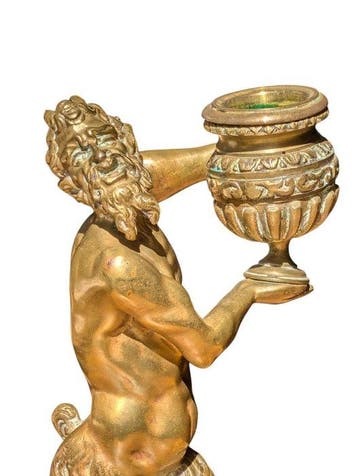 Kandelaar - Brons, Messing - Antique Faune Candlestick