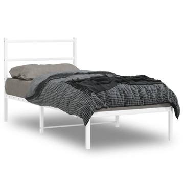 vidaXL Bedframe met hoofdbord metaal wit 90x200 cm, Verzenden, Nieuw