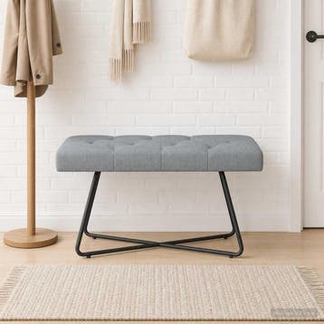 vidaXL Bank met knopen tufting Lichtgrijs 80 x 40 x 46 cm, Verzenden