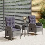 vidaXL 3-delige Bistroset poly rattan grijs, Tuin en Terras, Verzenden, Nieuw