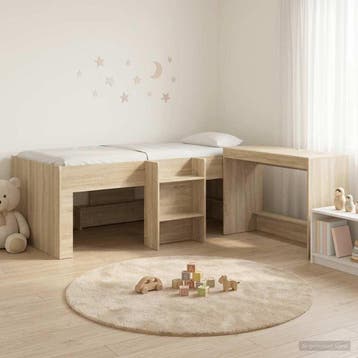 vidaXL Bedframe met Bureau 2 st Sonoma Eiken Bewerkt hout, Verzenden, Nieuw