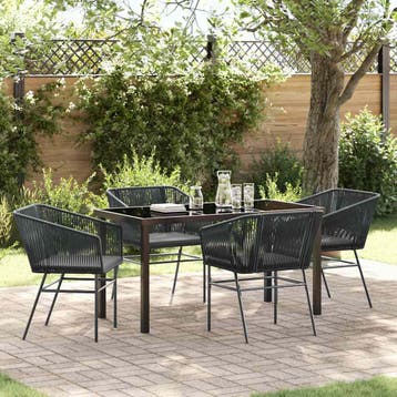 vidaXL Tuin Eettafel Set 5 st Zwart Gepoedercoat staal, Tuin en Terras, Tuinsets en Loungesets, Verzenden, Nieuw