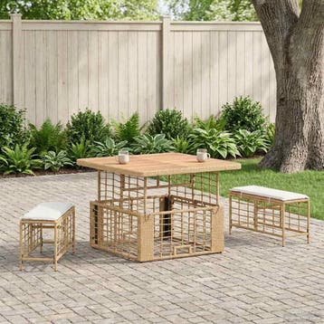 vidaXL Tuin Eettafel Set 3 st Natuurlijk en Wit, Verzenden, Nieuw