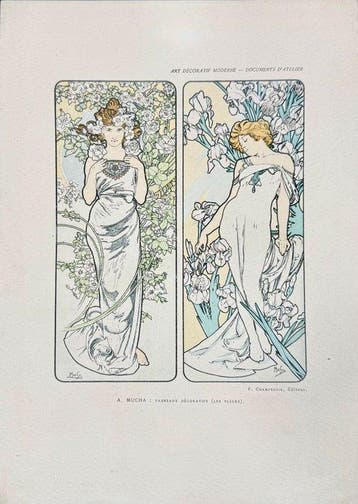 Alphonse Mucha (1860-1939) - Panneaux décoratifs (Les