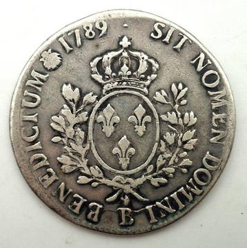 Frankrijk. Louis XVI (1774-1792). Ecu 1789-B, Rouen (Zonder