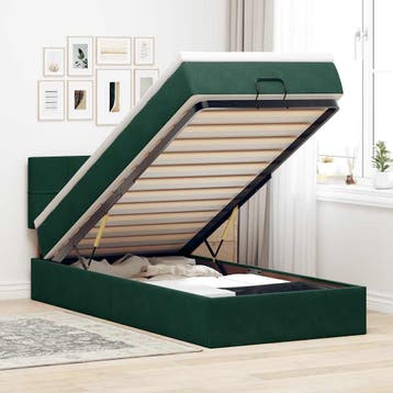 vidaXL Bed poef met matras en LEDs 80x200cm fluweel, Verzenden