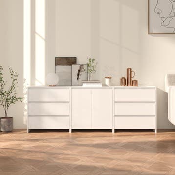 vidaXL 3 st Dressoirs bewerkt hout wit, Verzenden