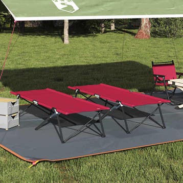 vidaXL Opvouwbaar Campingbed 2 pcs Rood 206 x 76 x 74 cm, Verzenden, Nieuw