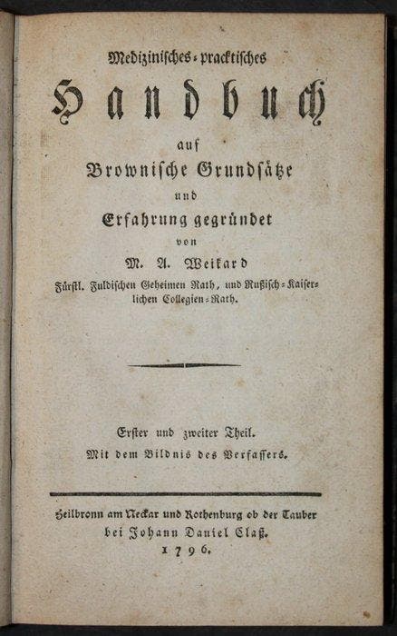 Melchior Adam Weikard - Medizinisches-pracktisches Handbuch, Antiquités & Art, Antiquités | Livres & Manuscrits