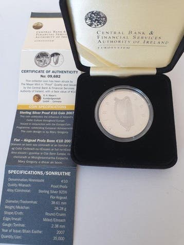 Ierland. 10 Euro 2007 Celtic Coin Proof (Zonder