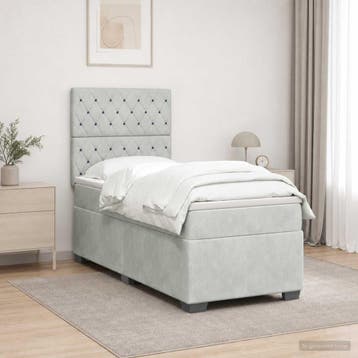 vidaXL Boxspringbed met matras Lichtgrijs 80 x 200 cm, Verzenden