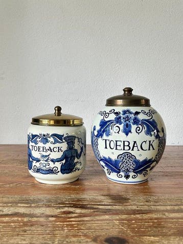 Plateelbakkerij Velsen - Pot à tabac (2) - Poterie, Cuivre -