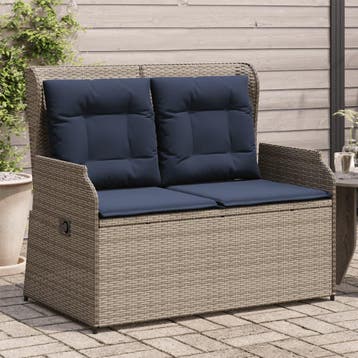 vidaXL Ligbank voor in de tuin met kussens grijs poly rattan, Verzenden, Nieuw