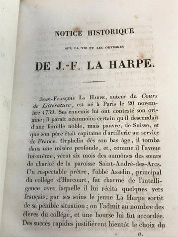 Jean-François de La Harpe - Lycée, ou Cours de Littérature
