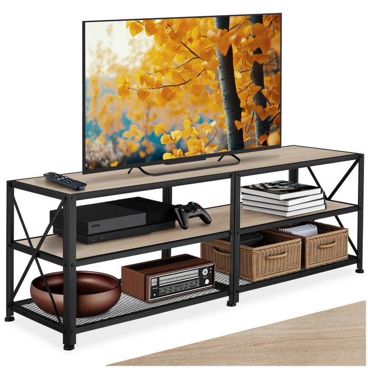 TV-meubel - 141 cm, Industrieel licht hout, eiken Sonoma, Huis en Inrichting, Kasten |Televisiemeubels, Verzenden