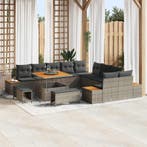 vidaXL Tuinbank Set 13 pcs Grijs Poly Riet en Poedergecoat, Verzenden, Nieuw