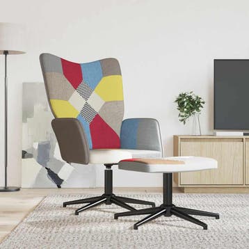 vidaXL Relaxstoel met voetenbank patchwork stof, Maison & Meubles, Fauteuils, Verzenden