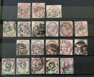 Groot-Brittannië 1864/1953 - Grote verzameling firma-perfins, Postzegels en Munten, Gestempeld