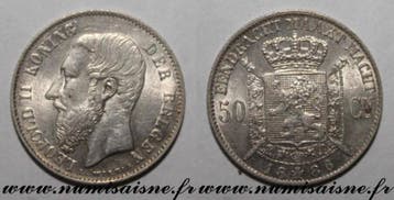 Belgique Belgie Km 27 50 Centimes 1886 Leopold Ii Flaemis..., Verzenden, België