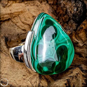 Elegante malachietring van 925 zilver – Levendige natuur in