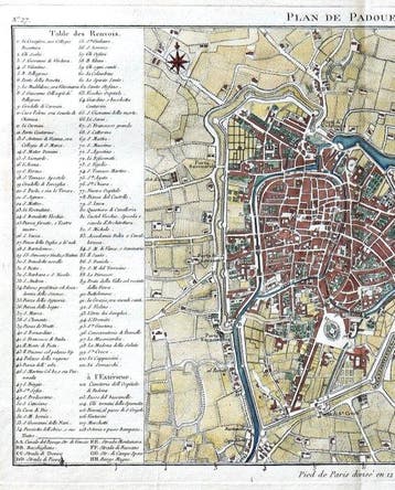 Italië - Padua, Veneto; J. Lalande - Plan de Padoue -