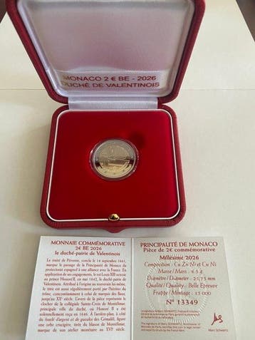 Monaco. 2 Euro 2026 Duche de Valentinois Proof (Sans prix