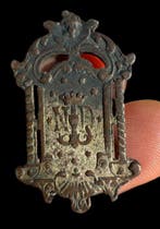 Mysterieuze en zeldzame devotionele plaquette van brons –, Antiek en Kunst